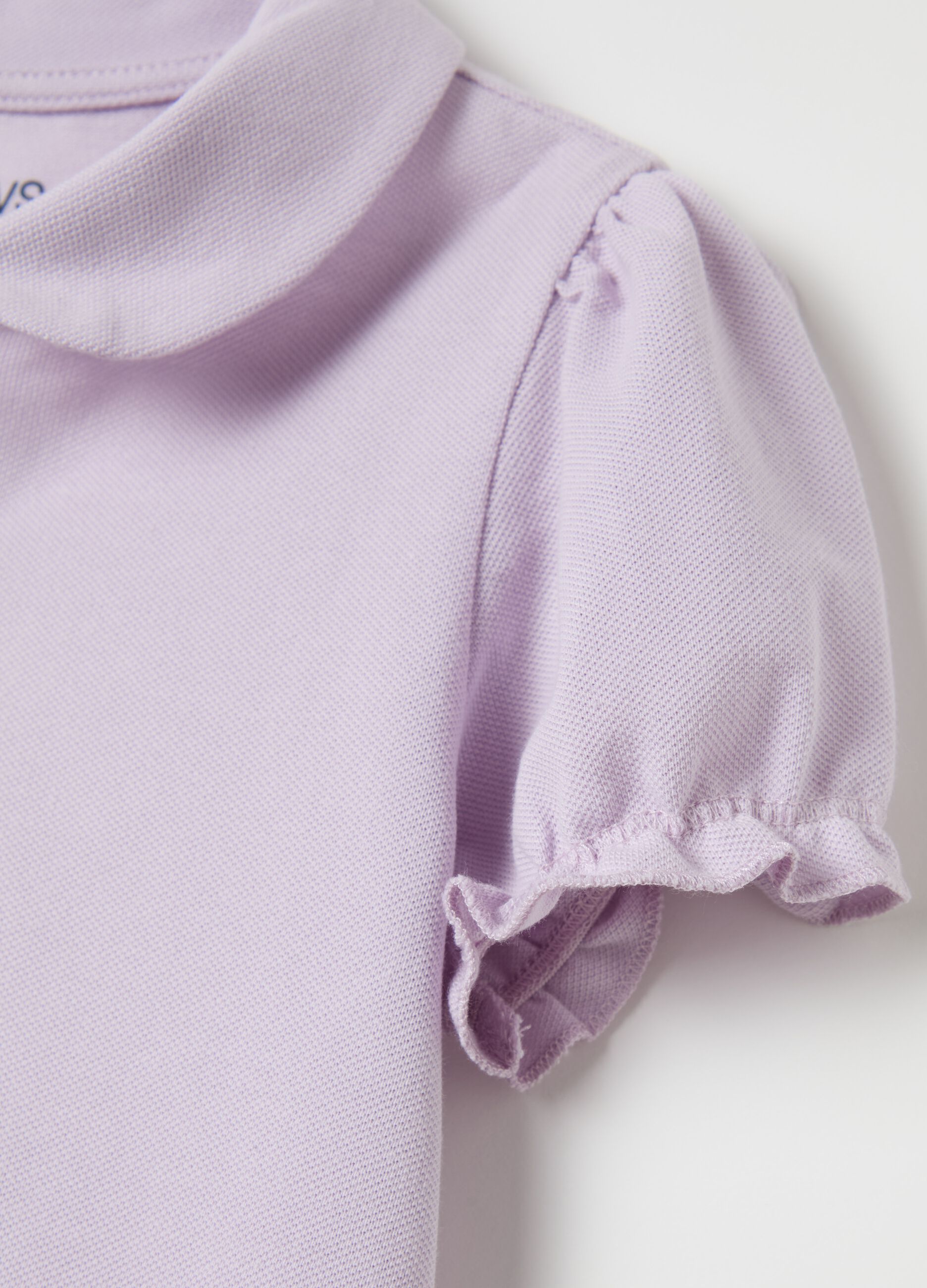 Polo shirt in piquet with puff sleeves