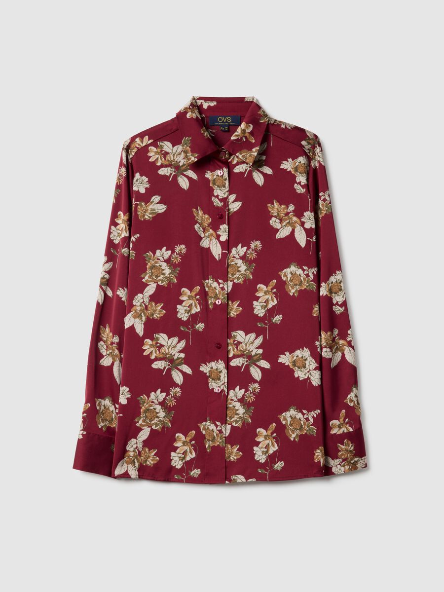 Long-sleeved multicolour regular fit satin shirt with floral design_4