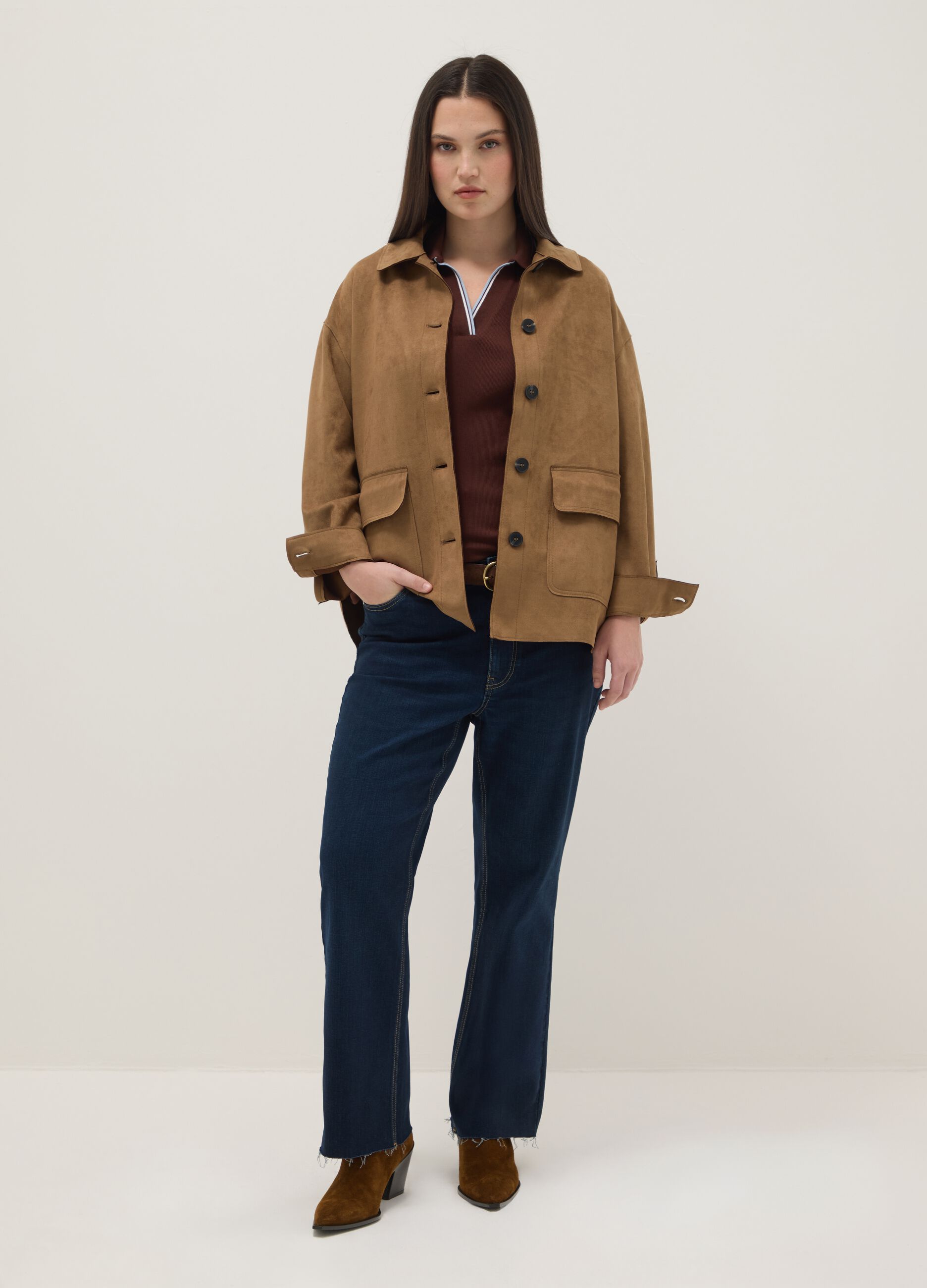 Blue stretch flare cut jeans