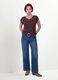 Brown pure viscose V-neck T-shirt, regular fit_0