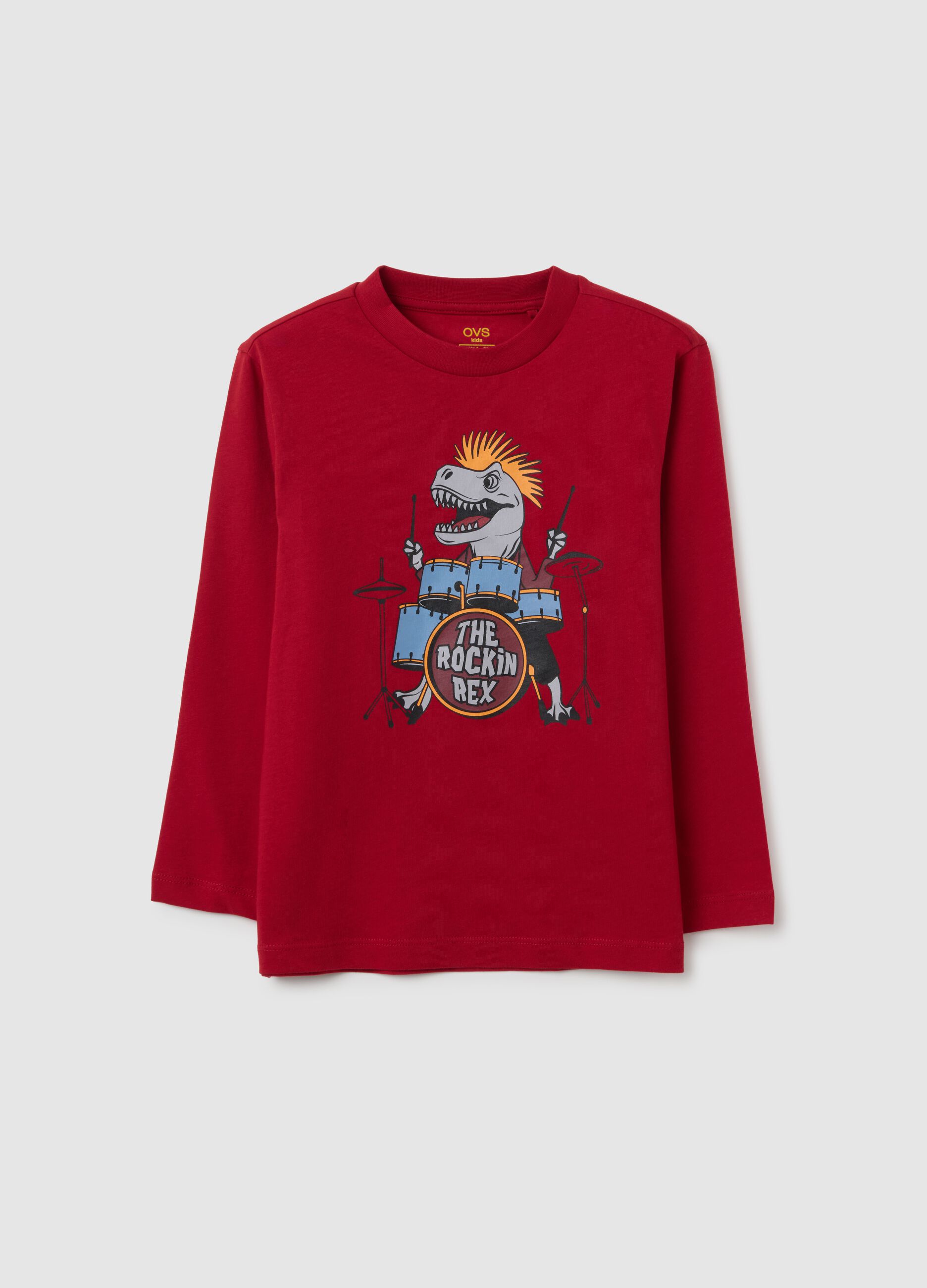 Maglia da bambino in puro cotone rosso regular fit