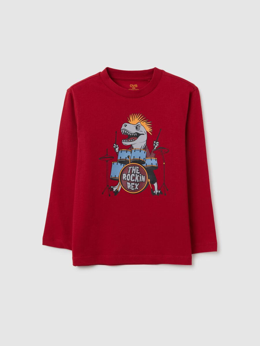 Maglia da bambino in puro cotone rosso regular fit_0