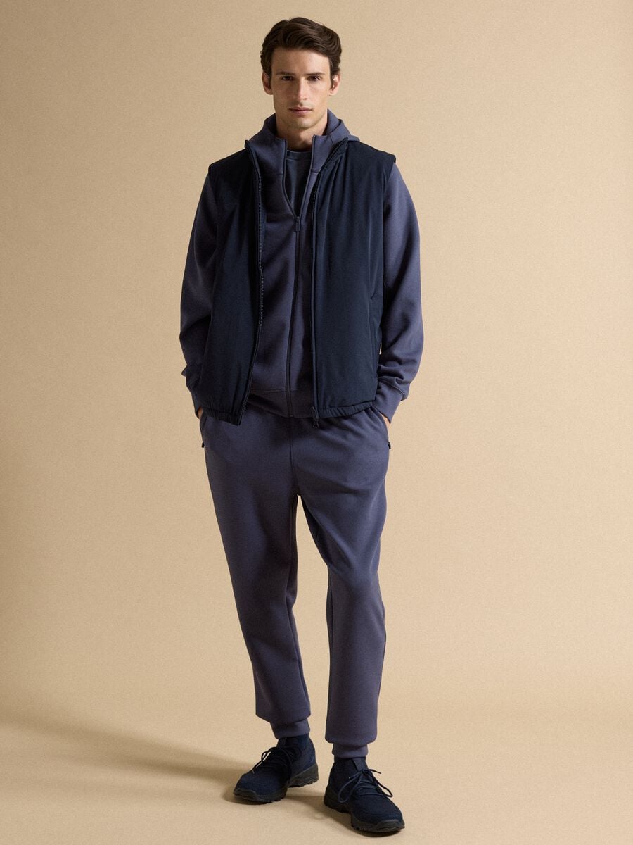 Blue stretch-fabric gilet with zip_1