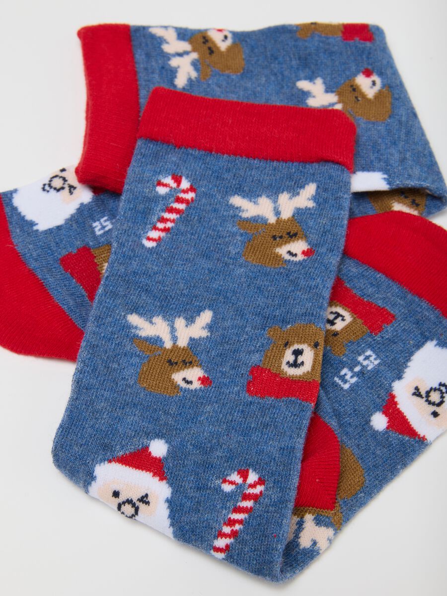 Kids' multicolour Christmas long socks twin-pack in cotton blend_1