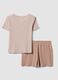 Multicolour pure organic cotton pyjamas with striped T-shirt and shorts_5