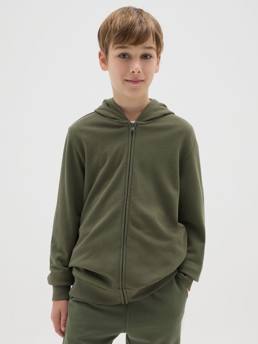 Felpa da ragazzo in puro cotone verde regular fit_0