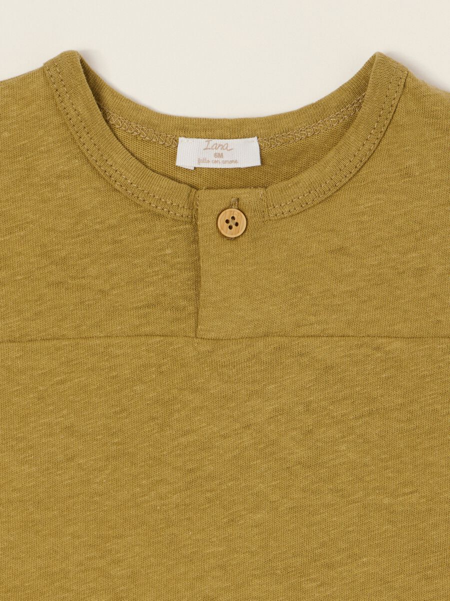 Green baby linen and cotton blend T-shirt, regular fit_1