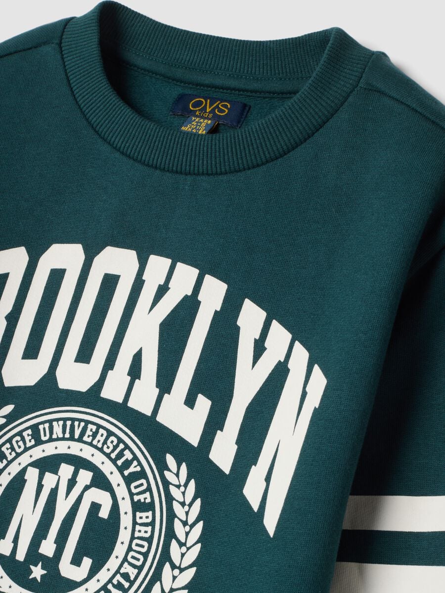 Pure cotton moss green tracksuit with crew-neck sweatshirt_3