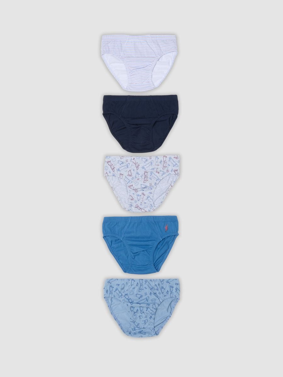 Multipack di cinque slip multicolor in puro cotone jersey organico_0