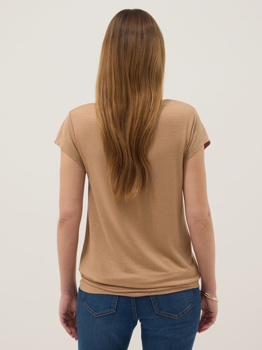 Maglietta beige premaman a maniche corte in viscosa elasticizzata_2