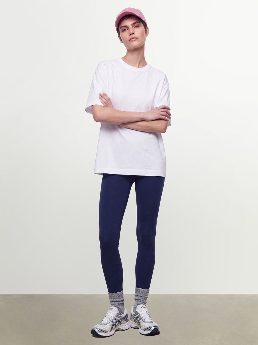 Leggings in cotone elasticizzato blu slim fit_0