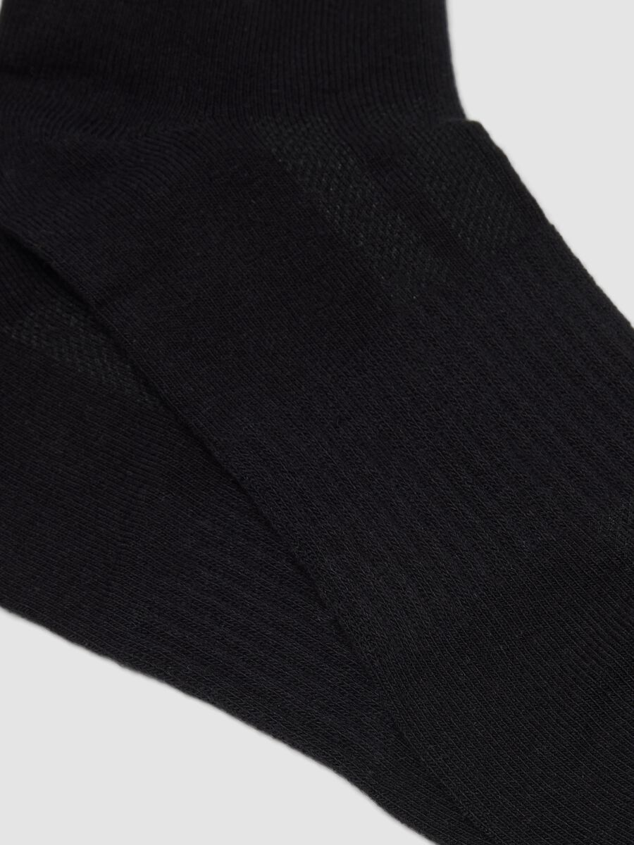 Tripack di calze sportive nere alla caviglia in misto cotone organico_2