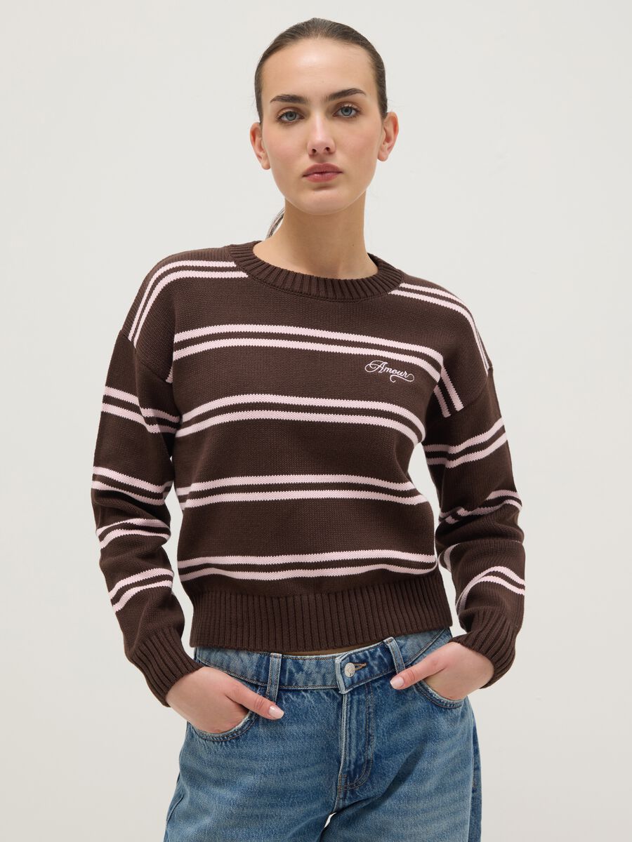Multicolour striped cotton blend jumper, regular fit_0