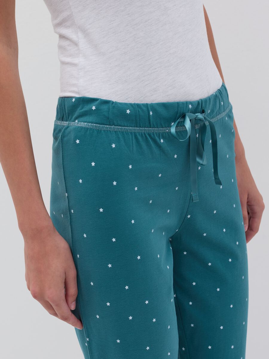 Pantalone pigiama in cotone con stampa stelline_2