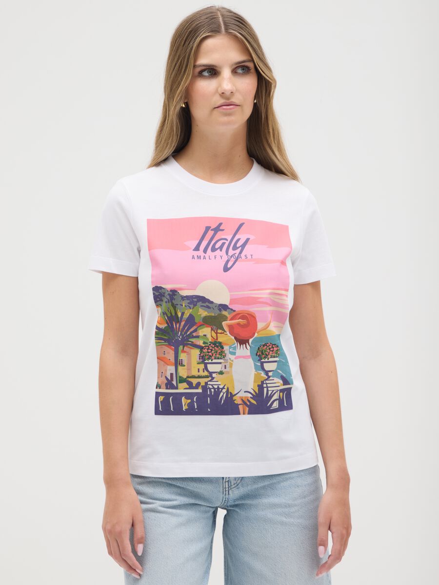 Women's white pure cotton t-shirt regular fit_0