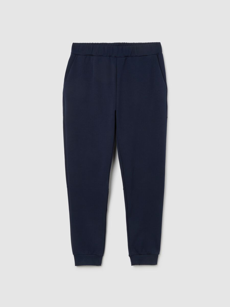Pantaloni sportivi blu in cotone elasticizzato _4