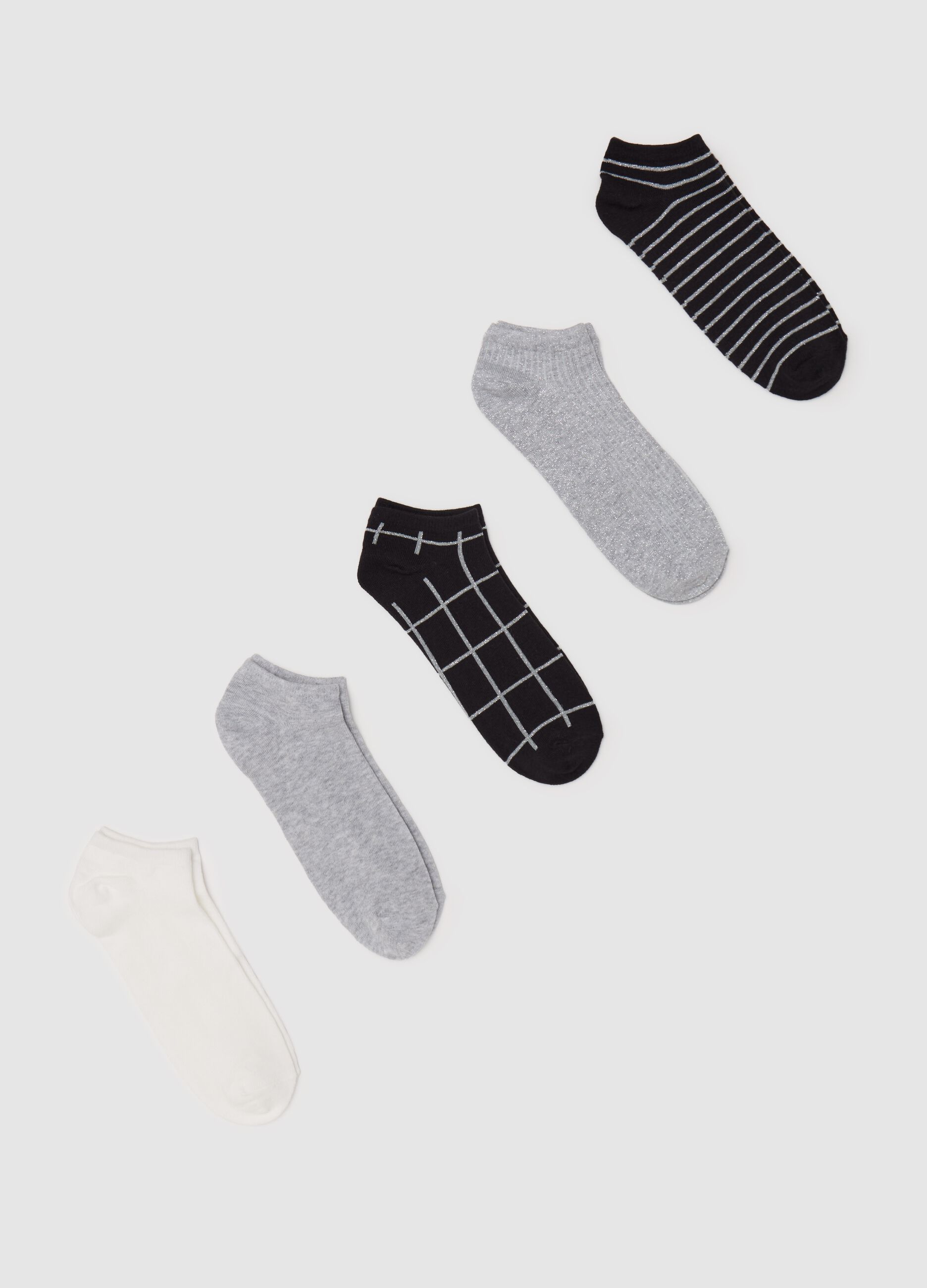 Five-pair pack short socks with lurex