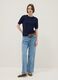 Regular fit blue denim cotton blend trousers_0