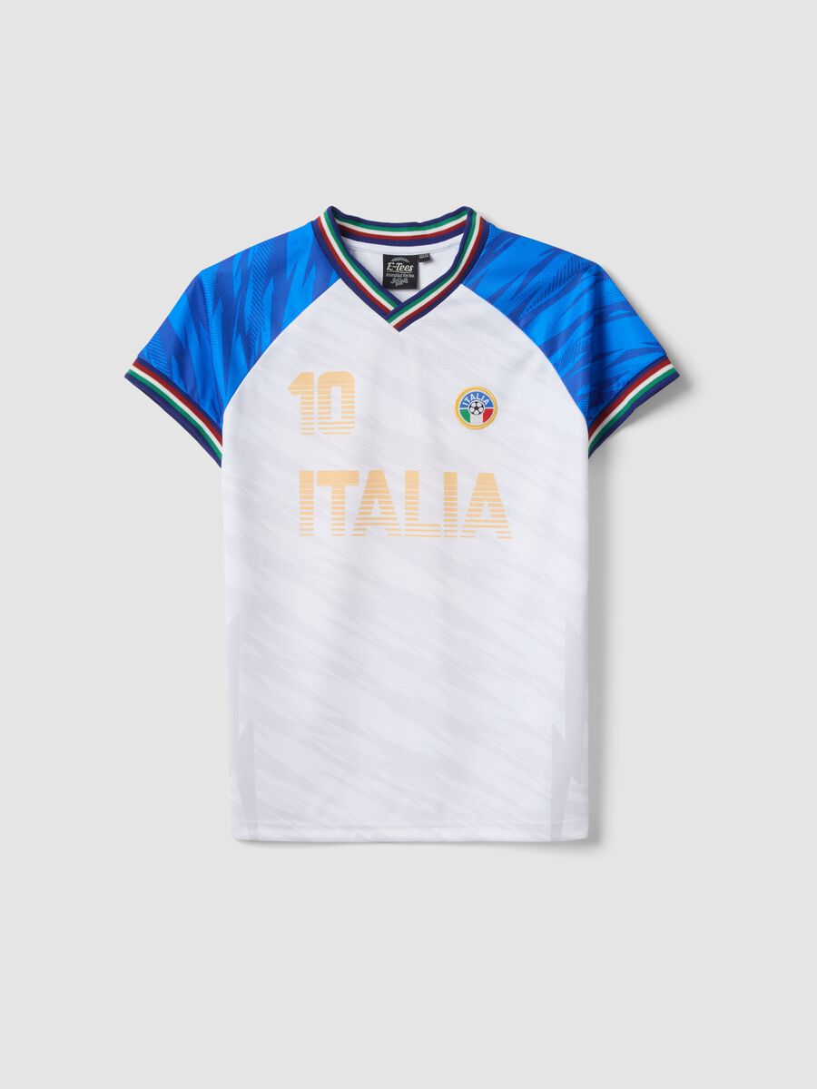 Kids&rsquo; Italy White and Sky-Blue Oversized Fit T-shirt_0