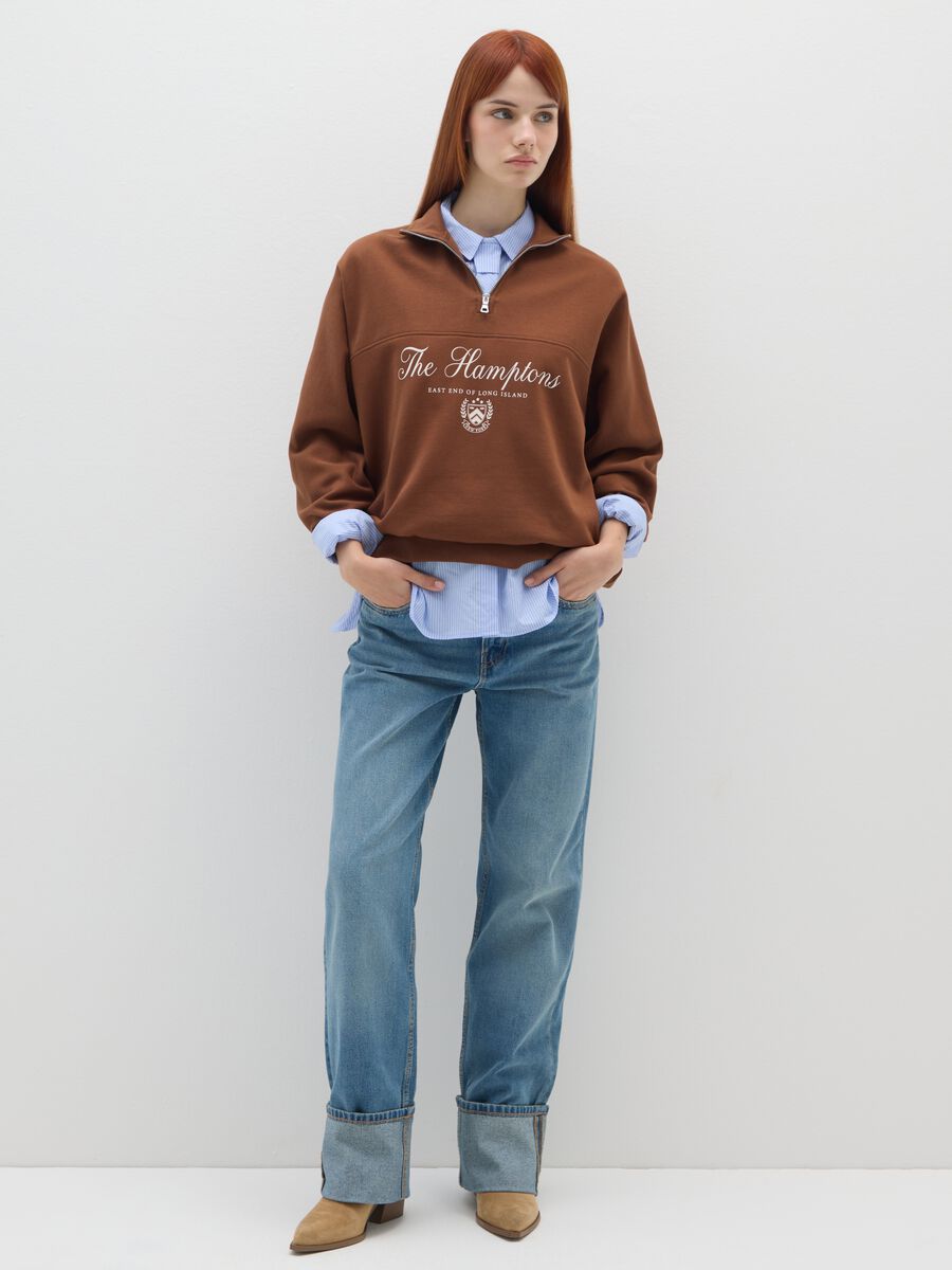 Felpa marrone mezza zip_1