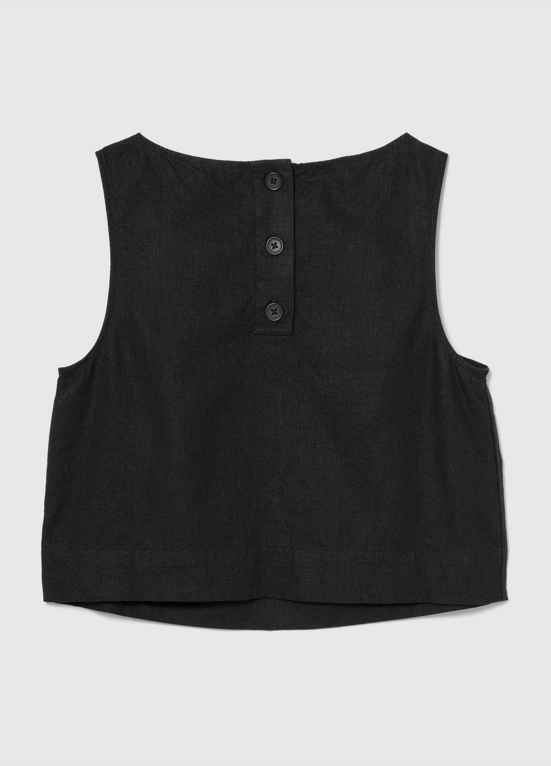Sleeveless linen-blend top