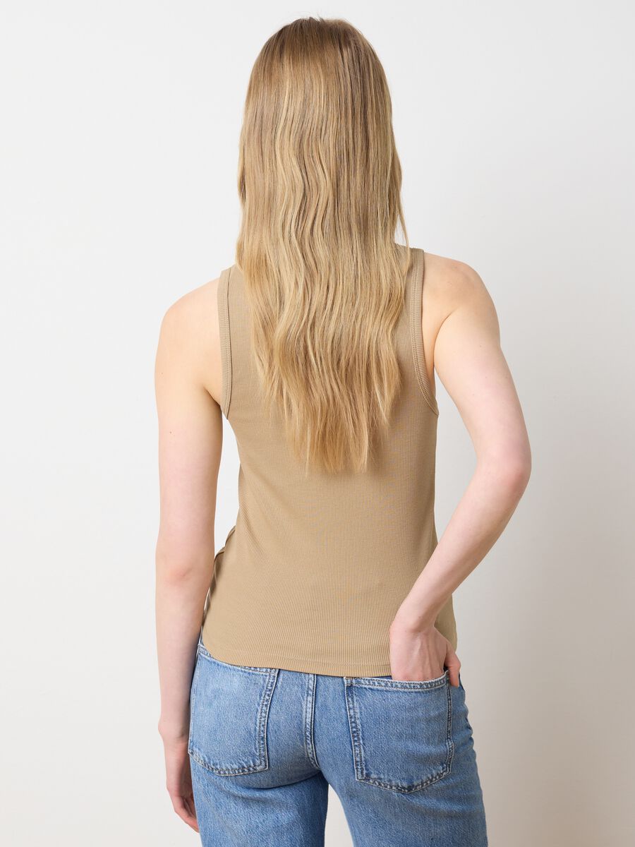 Women's Beige Blended Fitted Vest_3