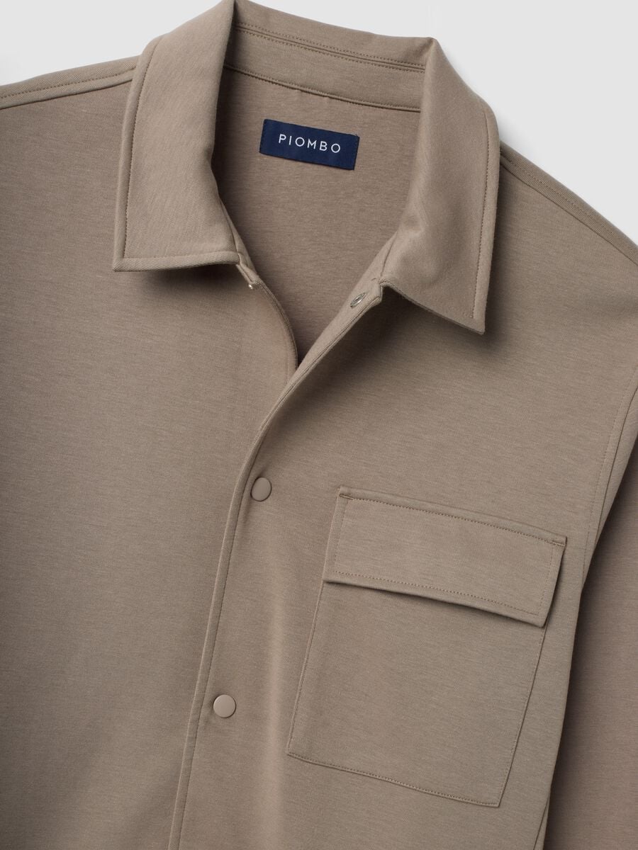 Breathable brown cotton-blend shacket with regular collar and fit_1