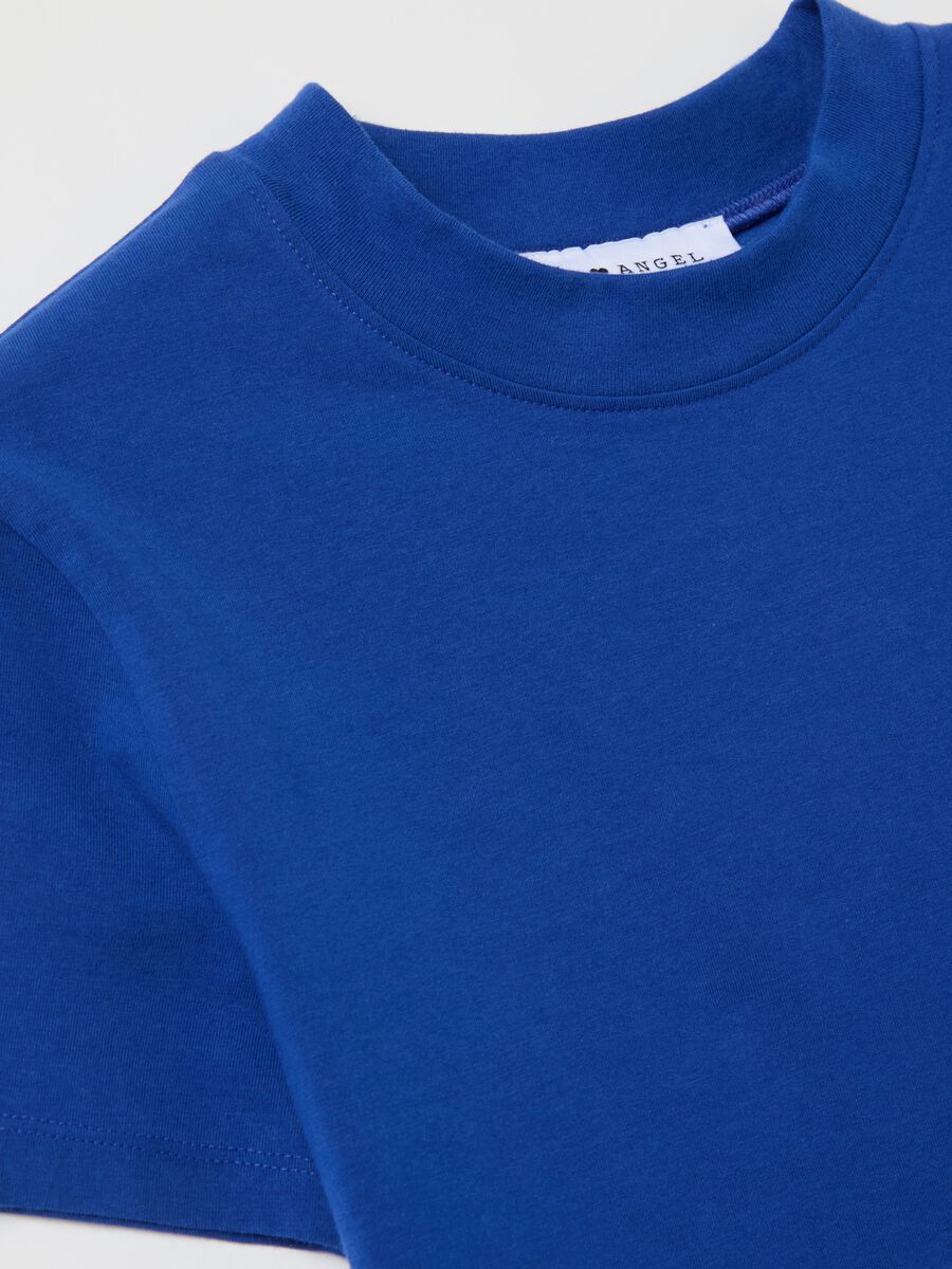 Stretch cotton T-shirt with mock neck_5