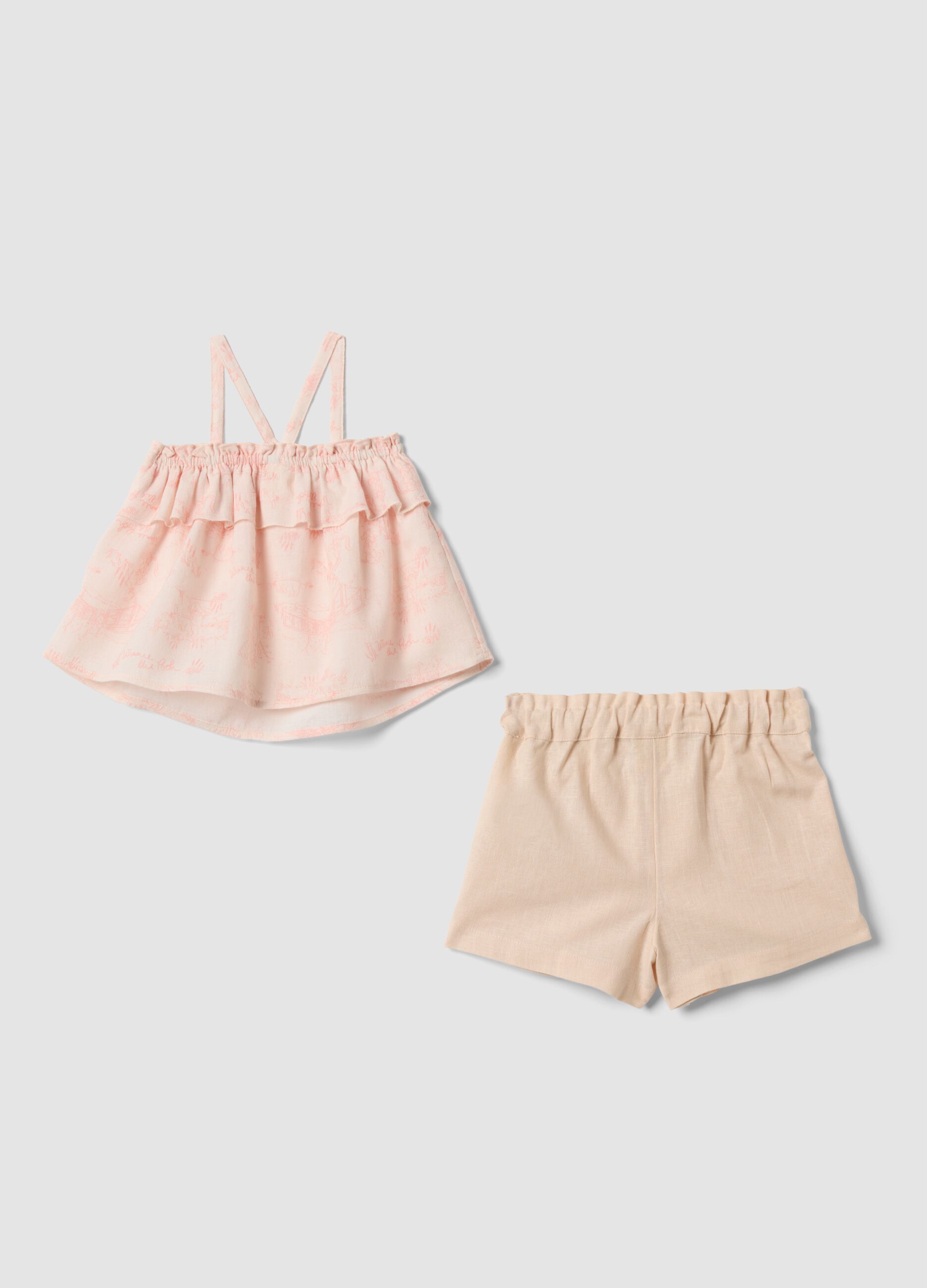 Pink pure cotton set with top and shorts