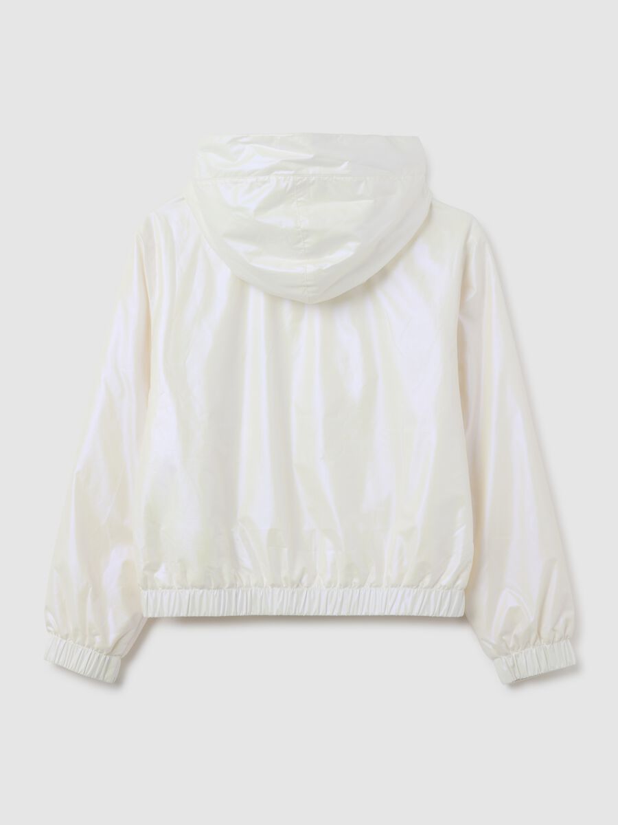 Giacca da ragazza in bianco regular fit con cappuccio_1
