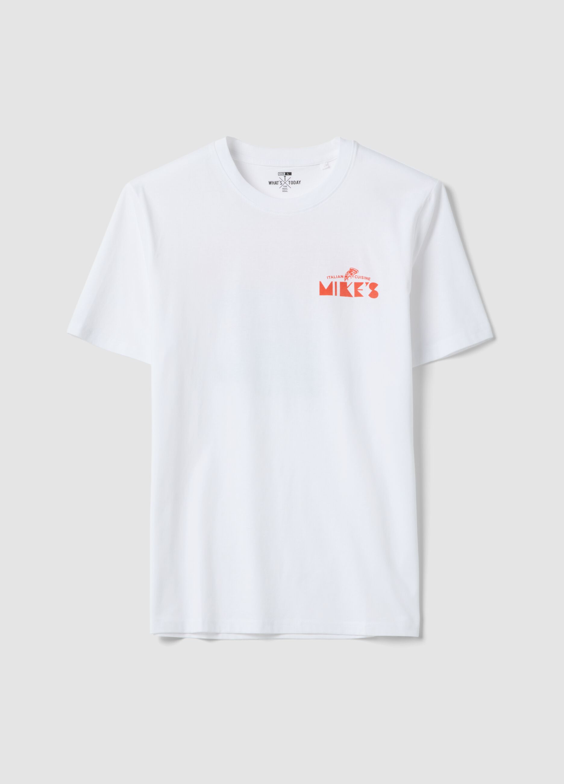 White printed T-shirt in pure cotton, regular fit
