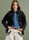 Giacca nera in denim di puro cotone con frange_0