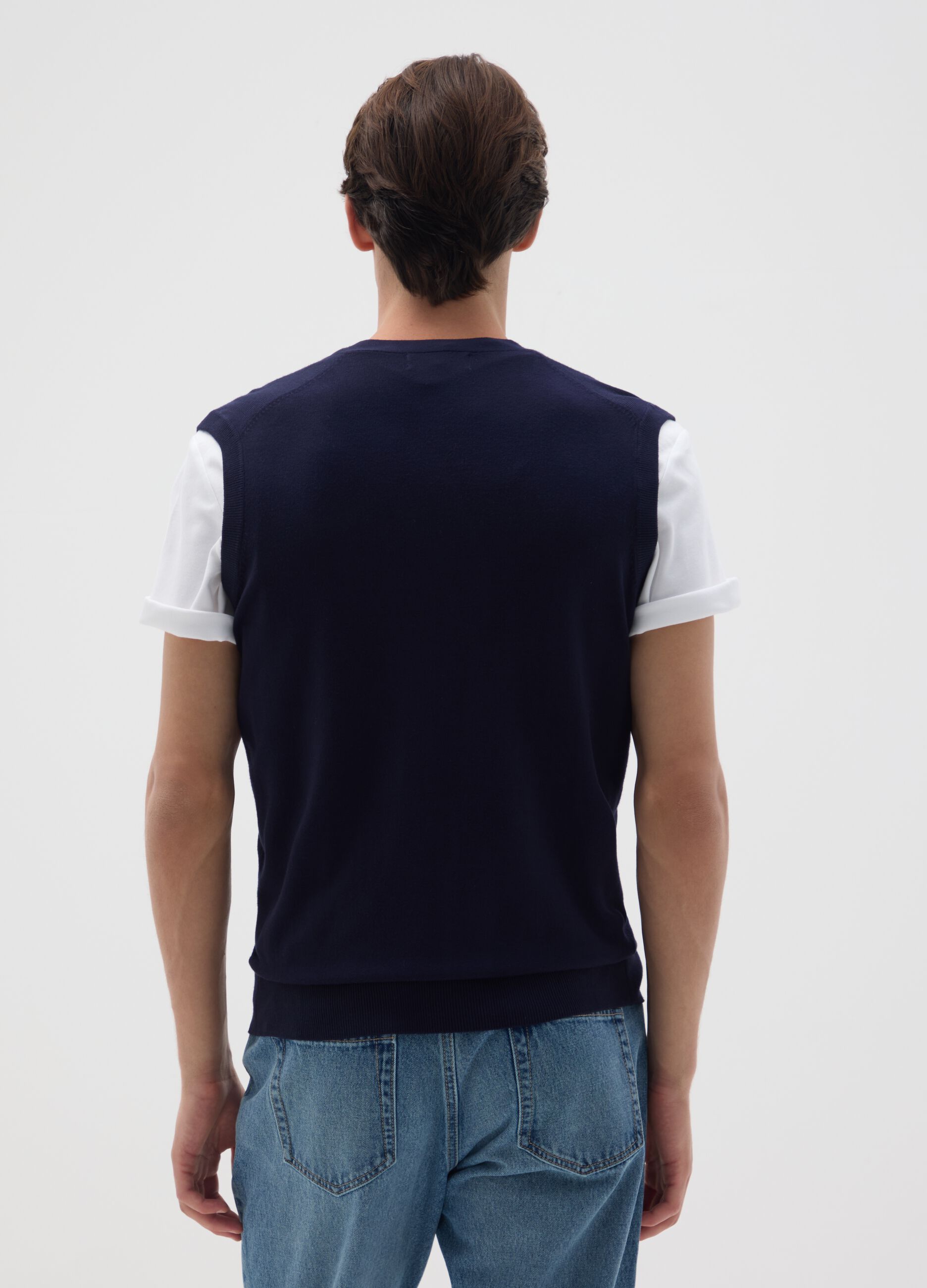 Blue knit waistcoat regular fit