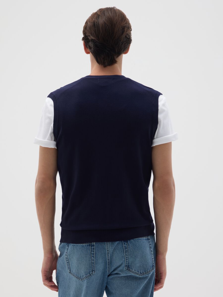 Blue knit waistcoat regular fit_2