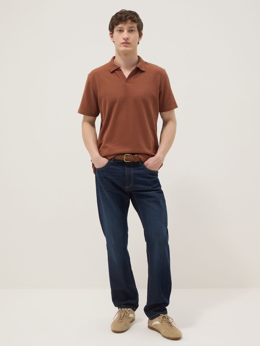 Brown short-sleeve stretch-cotton polo shirt_2