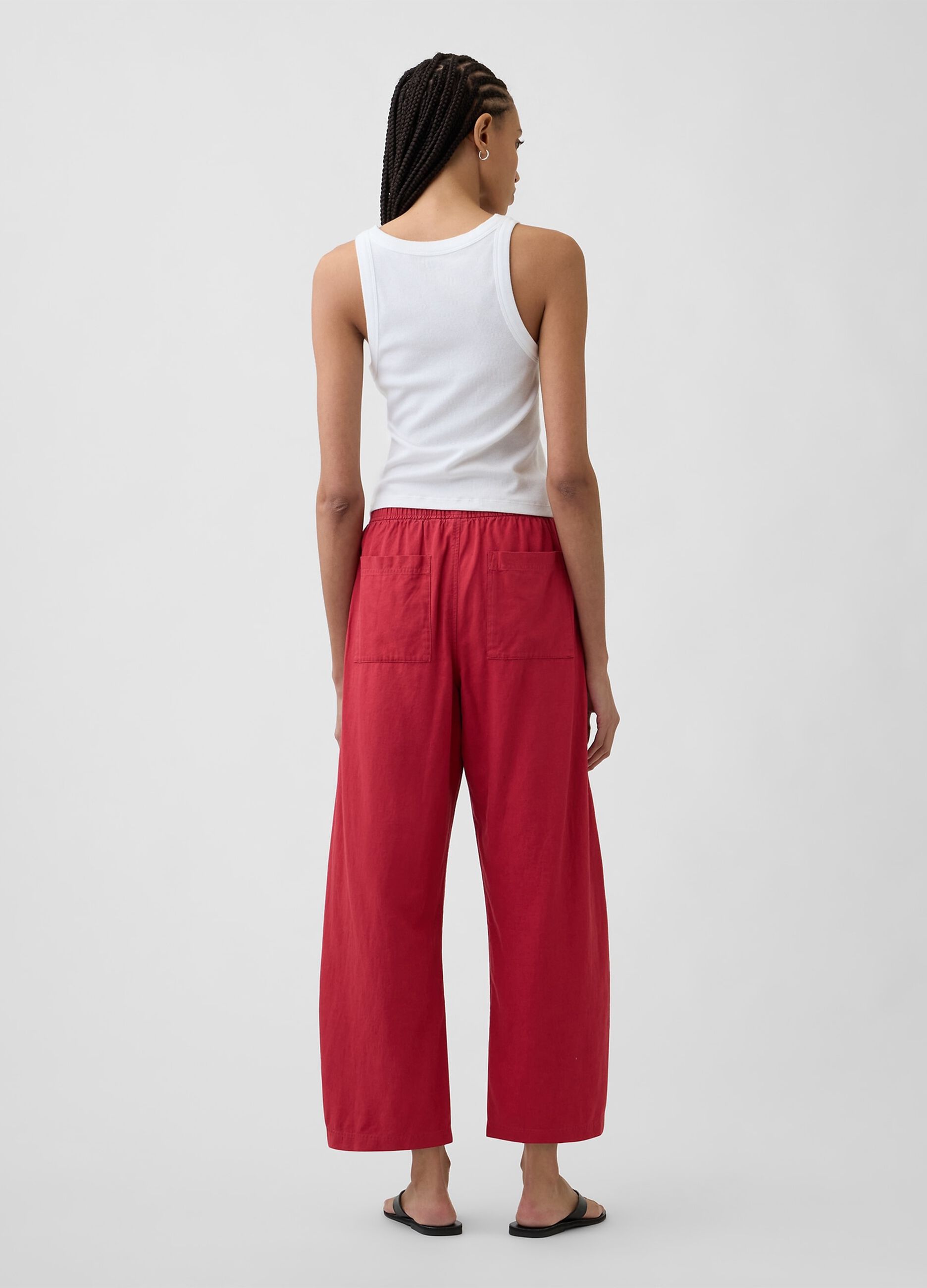 Linen-blend palazzo trousers