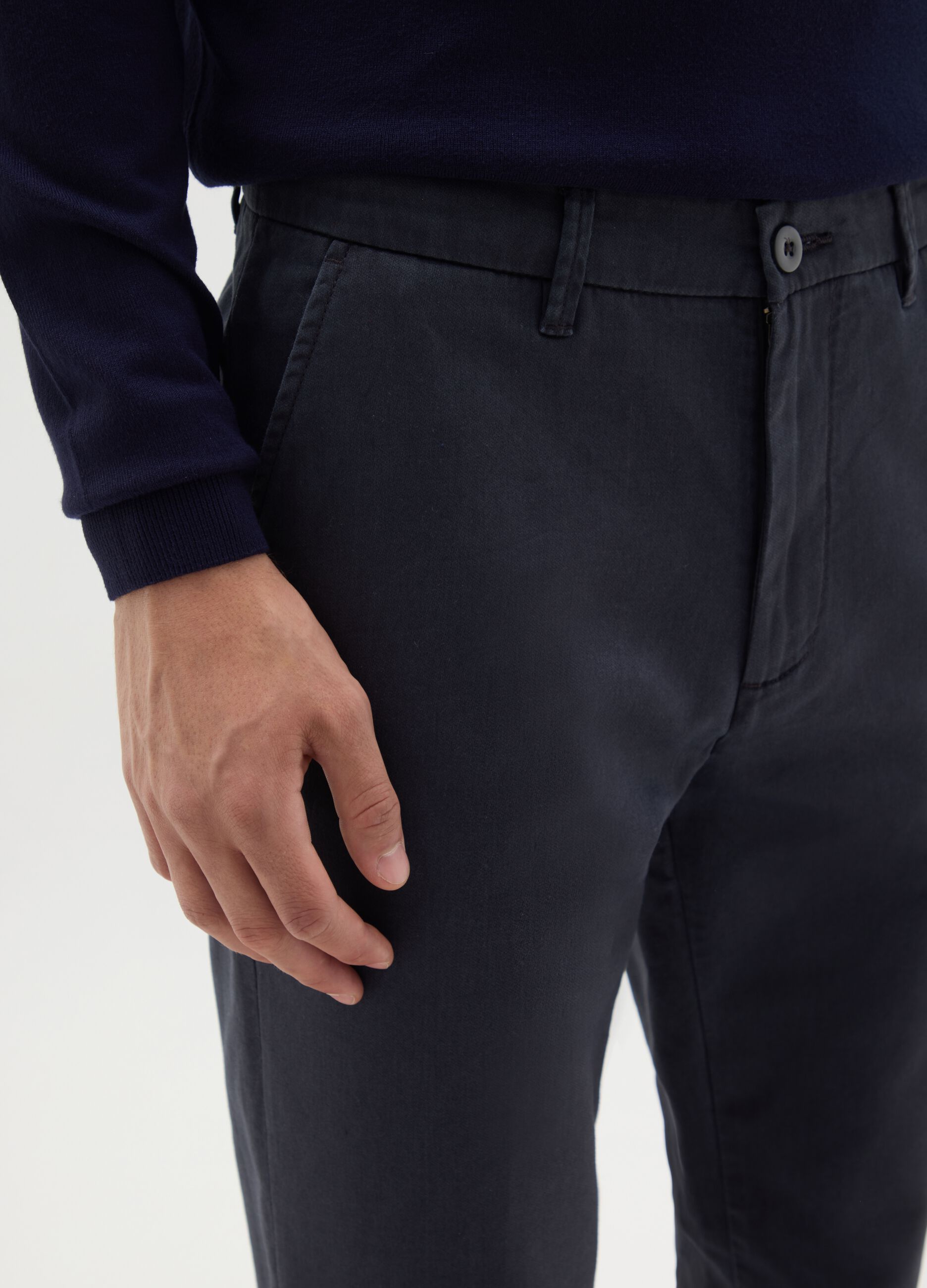 Blue slim fit cotton trousers