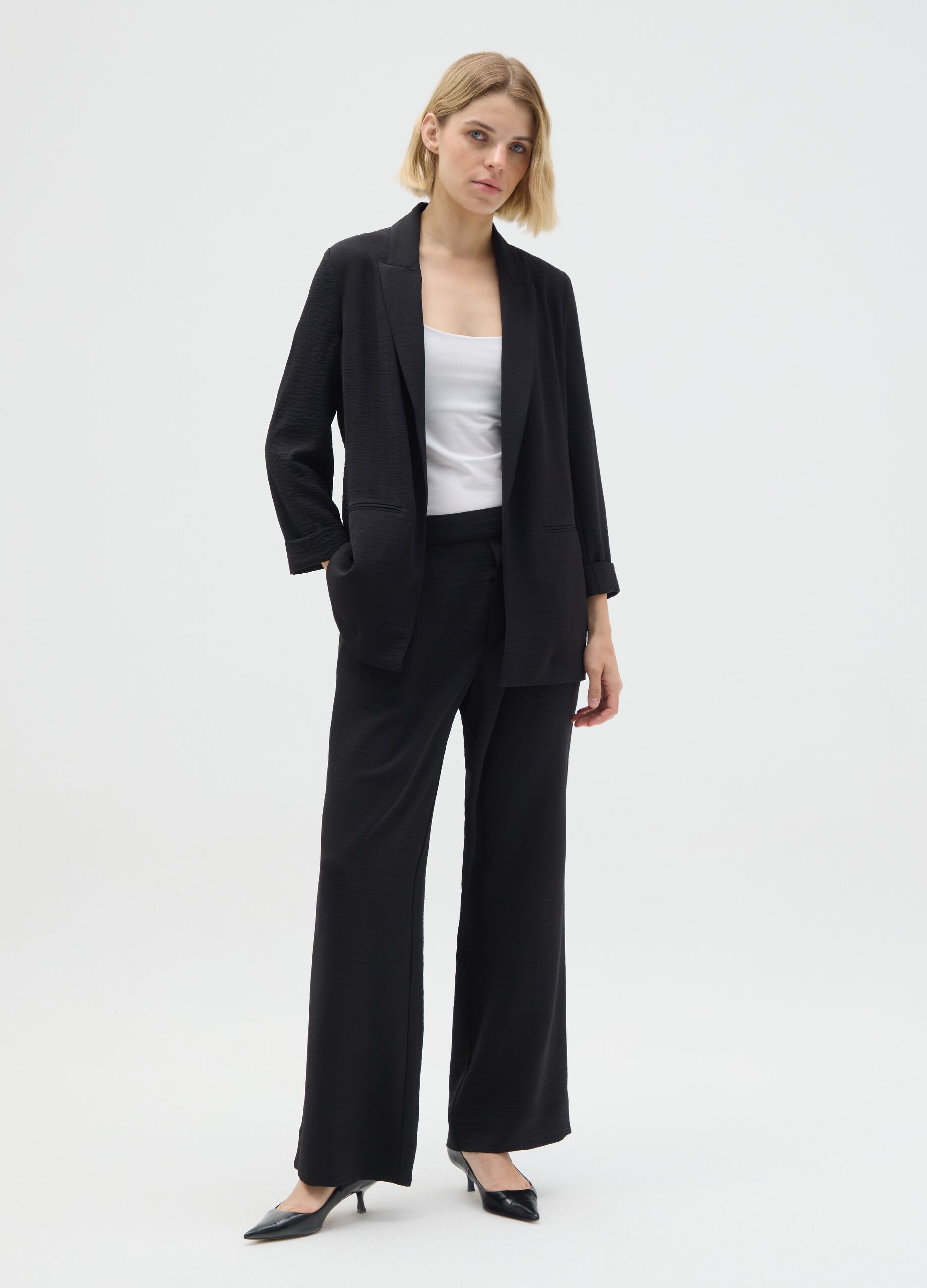 Women's Black Regular Fit Trousers