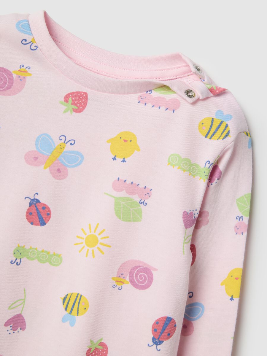 Pink baby girl pyjamas in pure cotton regular fit with prints_3