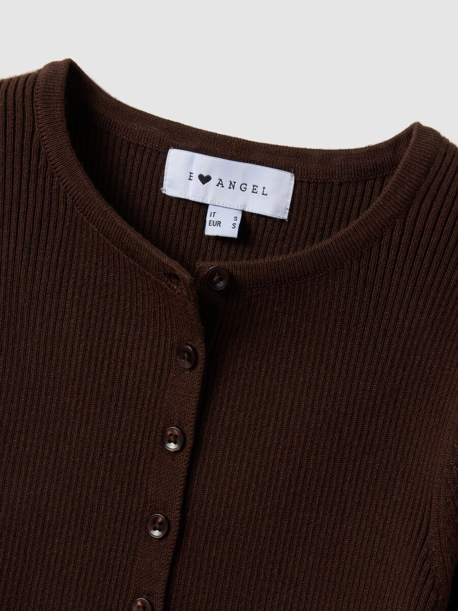 Cardigan in misto viscosa marrone vestibilit&agrave; fitted_5