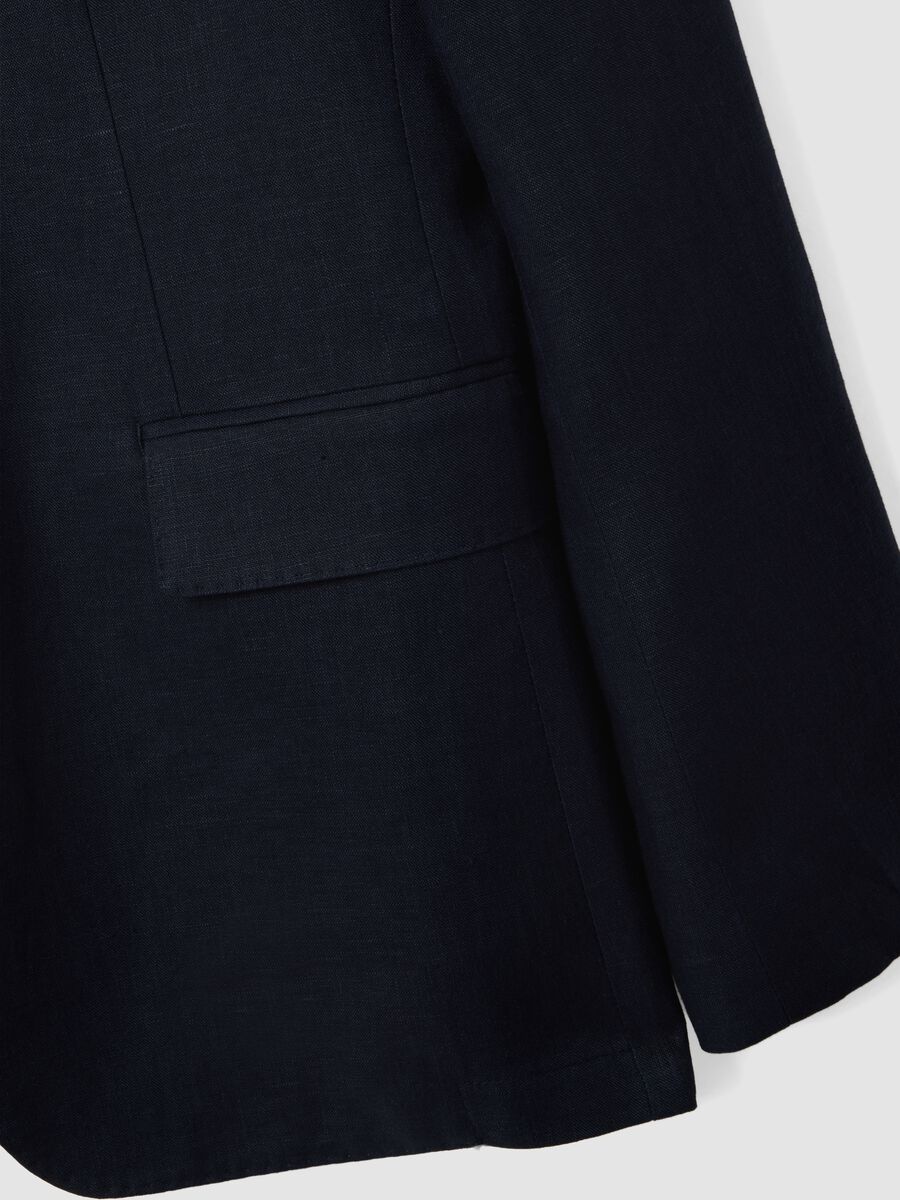 Blazer in puro lino blu regular fit_5