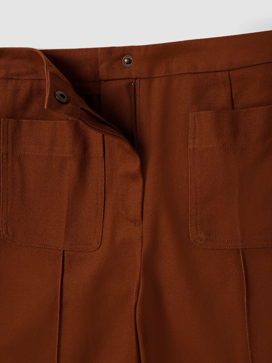 Pantaloni marroni cognac in puro cotone_5