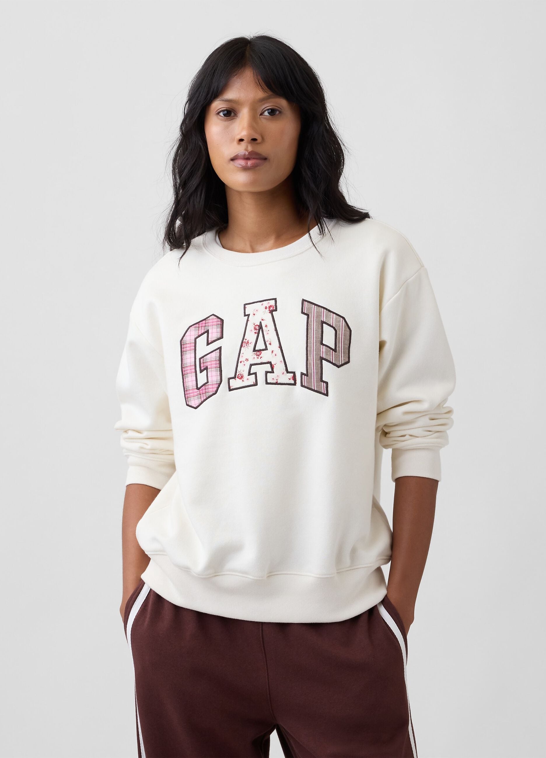 Ivory white cotton-blend sweatshirt with GAP patterned lettering
