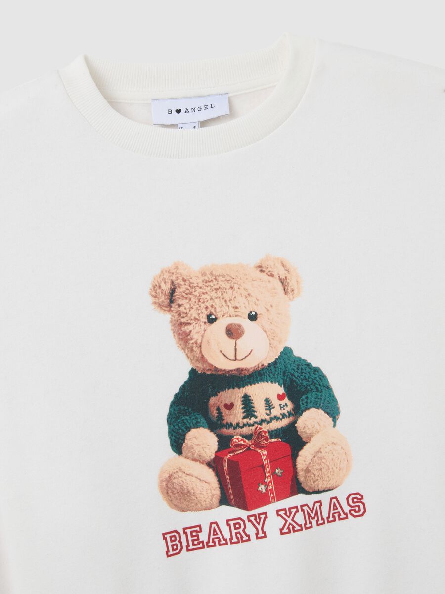 Felpa bianca in misto cotone regular fit con stampa natalizia_5