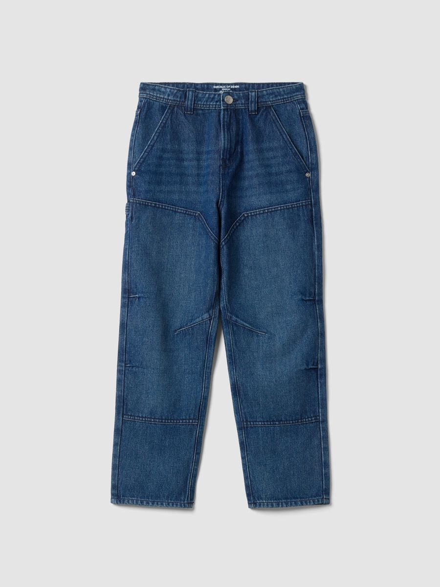 Blue pure cotton jeans with comfort-fit pockets_0