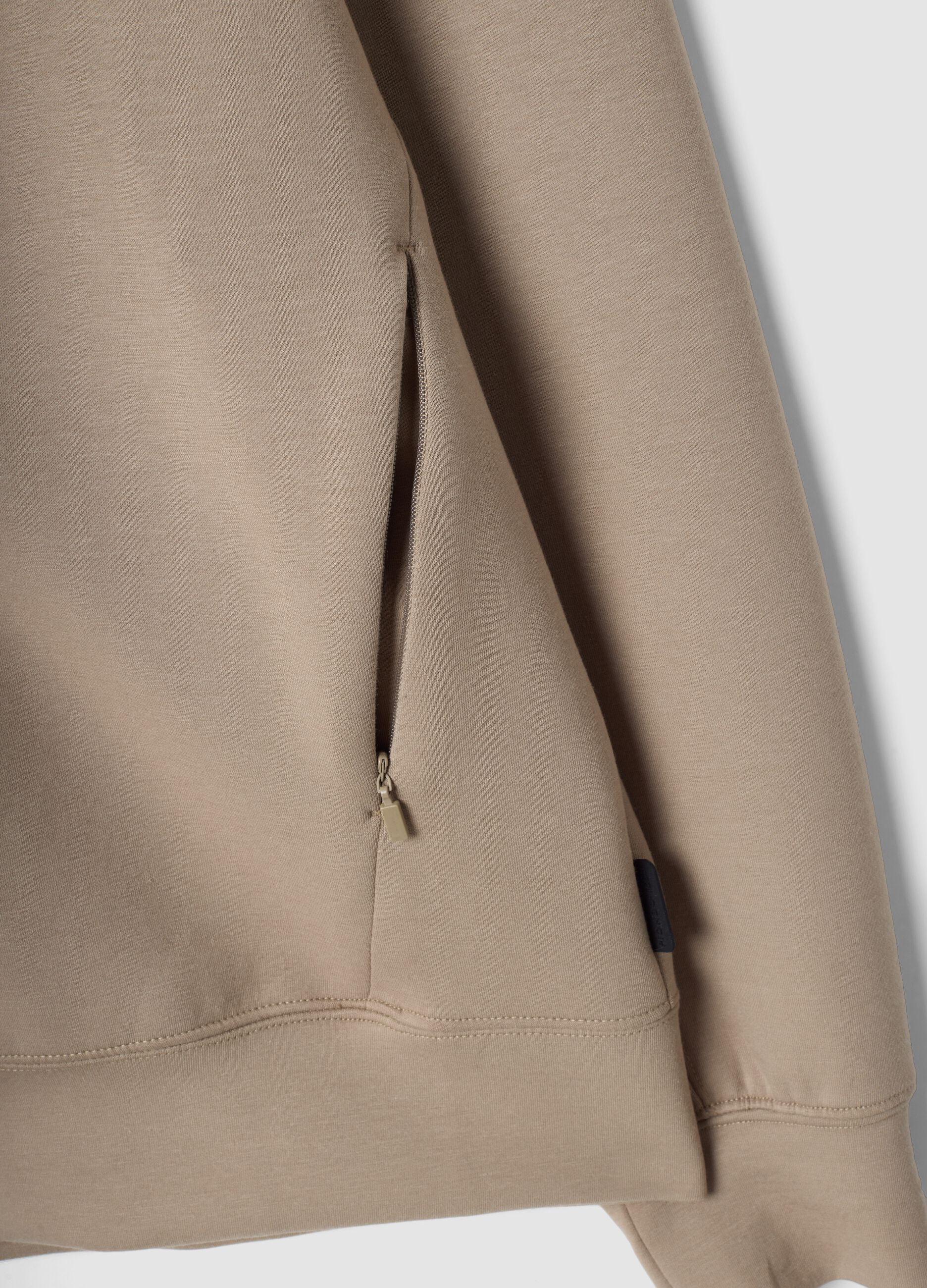Full-zip beige con colletto in tessuto elasticizzato Easy Dry regular fit