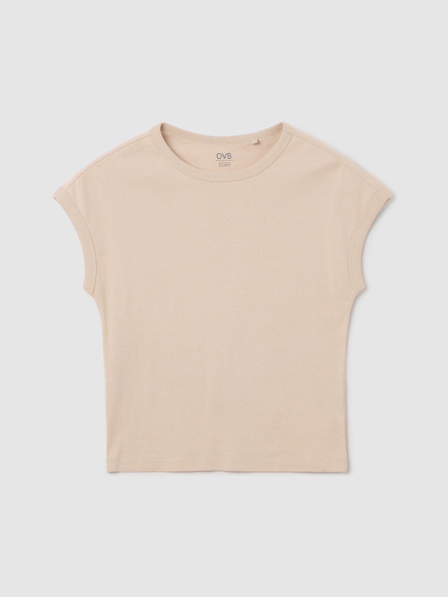 Beige T-shirt with kimono sleeves_4