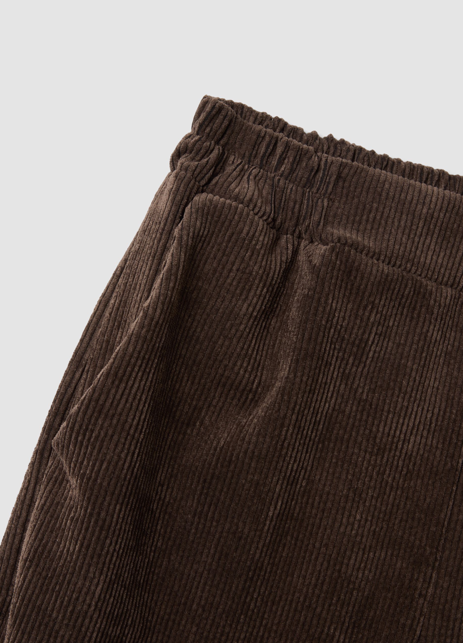 Brown wide-leg ribbed stretch viscose-blend trousers, regular fit