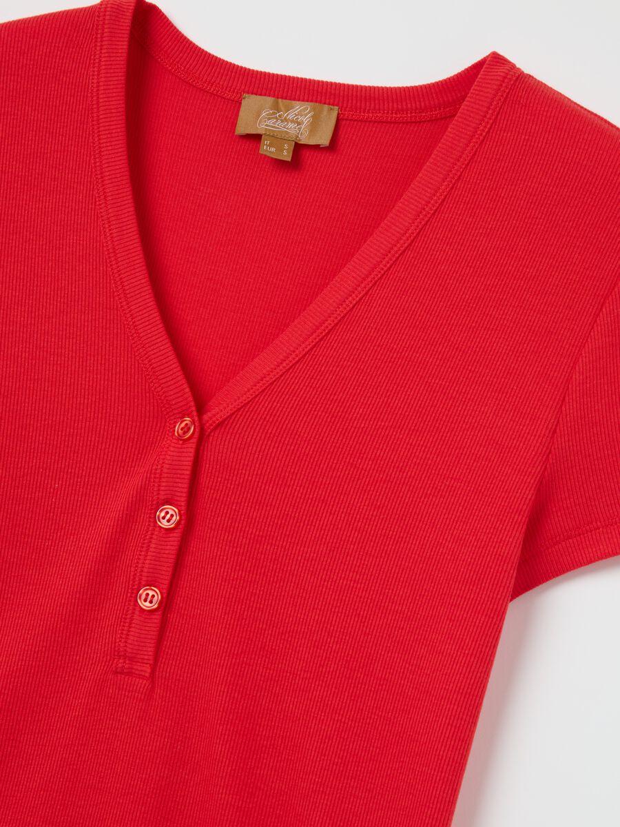Ribbed maternity T-shirt with granddad neckline_5
