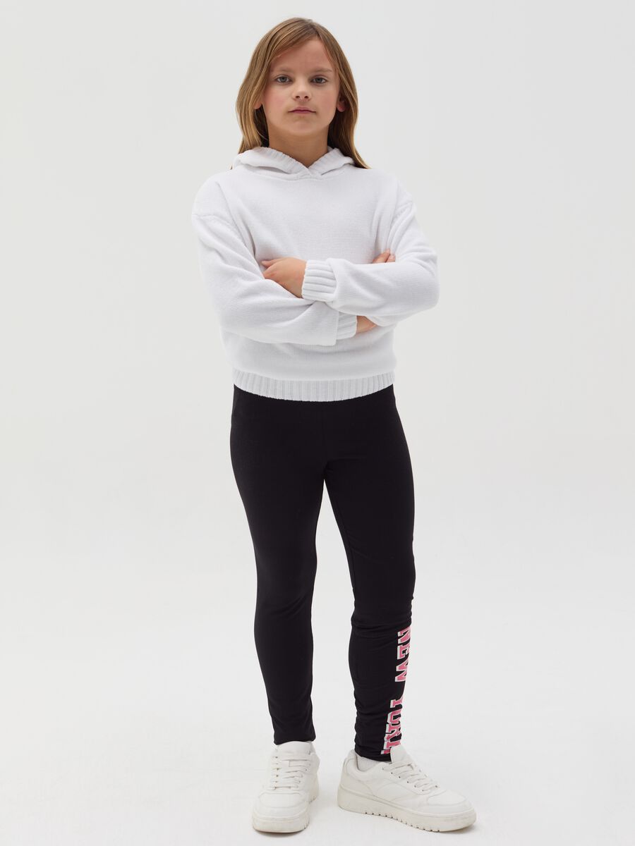 Leggings in cotone stretch con stampa_0